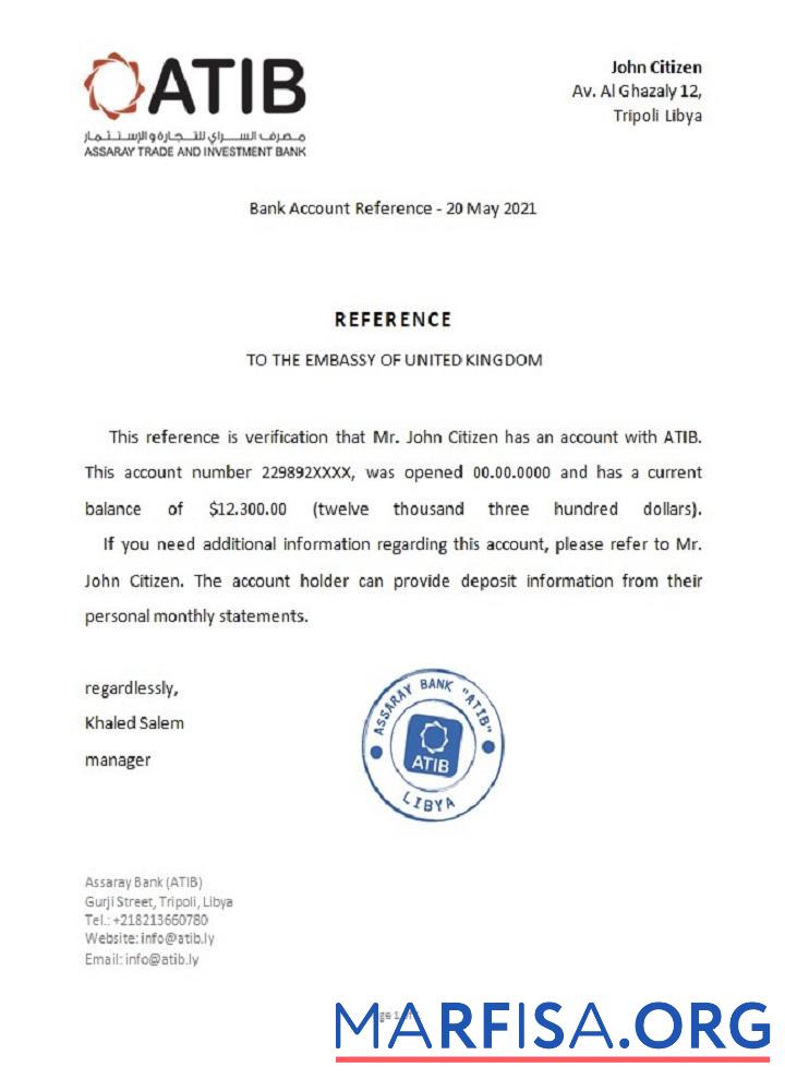 Realistic Libya Assaray Bank reference sample